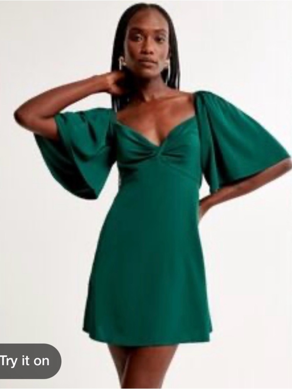 Abercrombie & Fitch Deep Green Puff-Sleeve Mini Skort dress